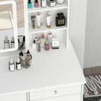 White Makeup Vanity Set with LED Mirror and Stool - 39.4 Wide