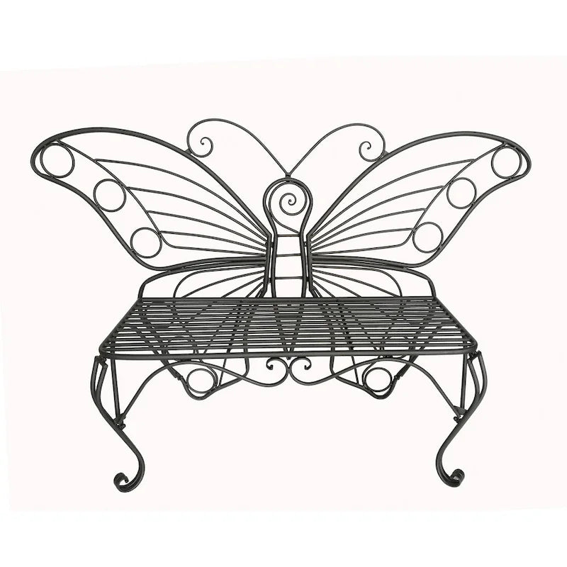 Antique Black Metal Butterfly Bench