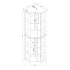 6 Shelf Corner Curio Display Cabinet with Lights, Mirrors and Adjustable Shelves, Cherry