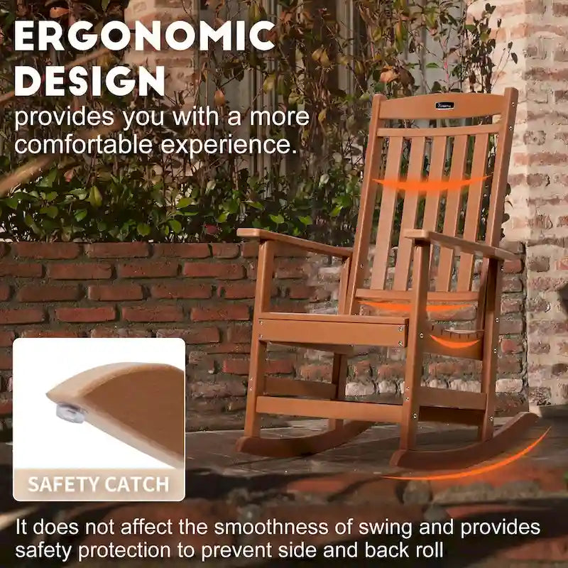 Vrakae All Weather Outdoor High Back Rocking Chair Set of 2