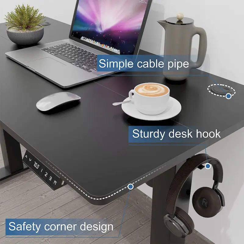 Futzca Height Adjustable Electric Standing Desk Sit Stand Computer Stand up Desk with Splice Board