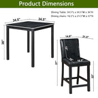 Modern 5-Piece Dining Set with Square Counter Height Table & 4 Upholstered Chairs