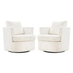 Modern Chenille Upholstered Swivel Accent Barrel Chair Set Modern Swivel Armchair for Living Room