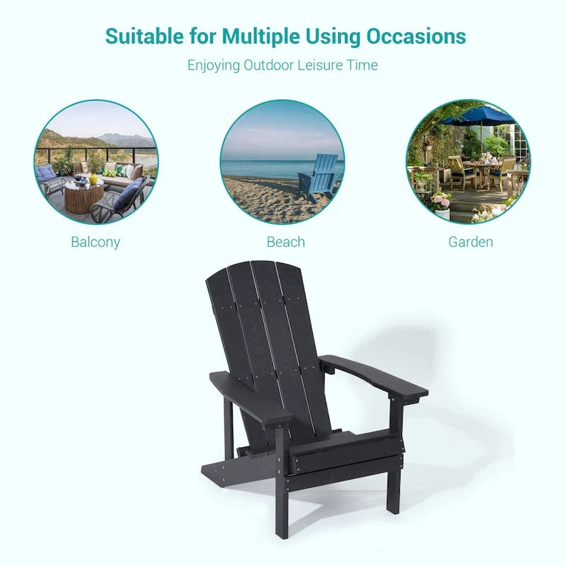 Bonosuki Weather-resistant Wood Outdoor Adirondack Chairs-Set of 4