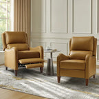 Brigida Modern Genuine Leather Nailhead Trim Recliner with Adjustable Footrest Set of 2 by HULALA HOME