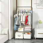 Rolling Garment Rack Clothes Metal Stand Shelf