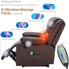 AECOJOY 2-Seater Recliner Loveseat with Heat and Massage Function