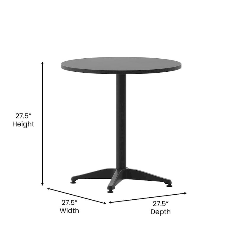 27.5  Round Aluminum Smooth Top Indoor-Outdoor Table with Base