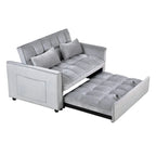 Causeuse de futon moderne en velours avec dossier inclinable et poches, 2 places – Gris foncé / Gris clair / Bleu / Noir