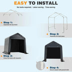 Outdoor Storage Shed and Carport Canopy: Portable Shelter for Bikes, Motorcycles, and Garden Storage