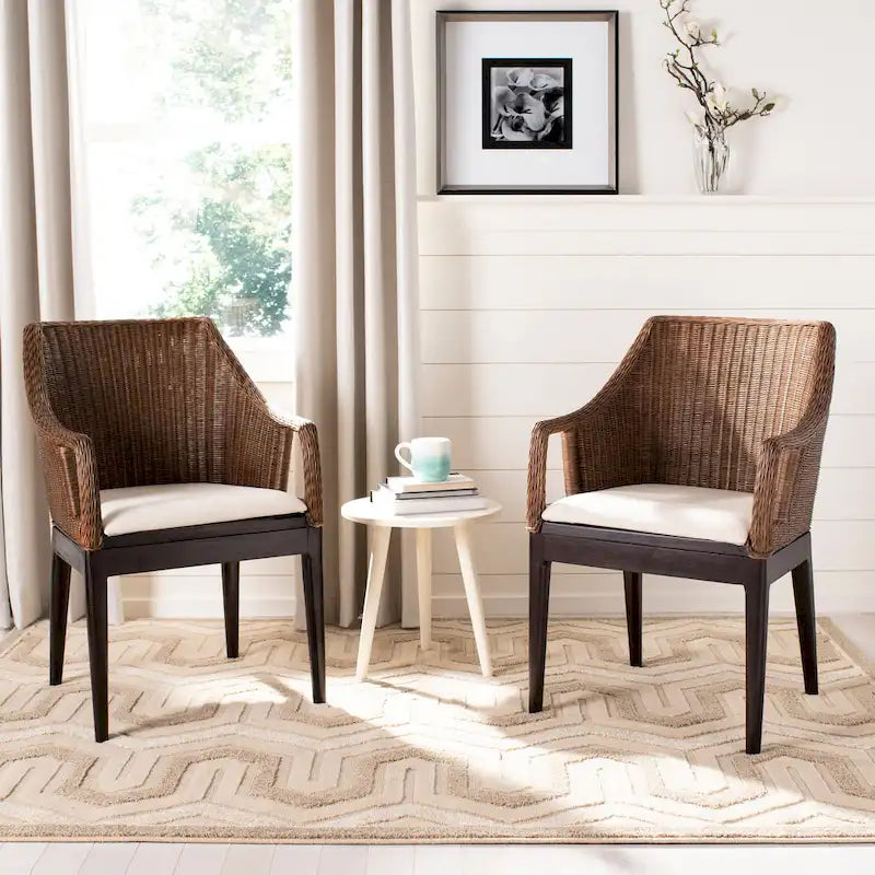 SAFAVIEH Duyen Dining Multi/ Brown Arm Chair - 23 x 23.3 x 34 - 23Wx23Dx34H
