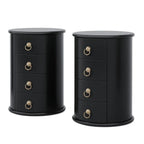 No Assembly Solid Wood End Table, Vintage Round Side Drawers Table
