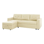 Convertible Reversible Sectional Sofa with Pull-Out Sleeper Bed, Hidden Storage Chaise, and Durable Legs