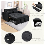 Causeuse de futon moderne en velours avec dossier inclinable et poches, 2 places – Gris foncé / Gris clair / Bleu / Noir