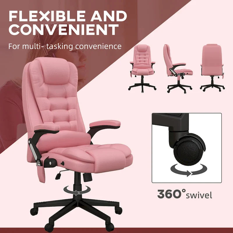 HOMCOM High Back Vibration Massage Office Chair with 6 Vibration Points, Heated Reclining PU Leather Computer Chair