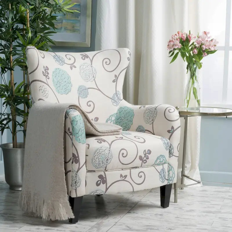 Modern Retro 30.25 High Back Upholstered Arm Chair with Wood Legs for Living Room
