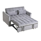 Causeuse de futon moderne en velours avec dossier inclinable et poches, 2 places – Gris foncé / Gris clair / Bleu / Noir