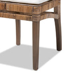 Laluna Modern Bohemian Rattan/ Mahogany Wood Dining Chair with Cushion