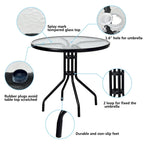 Costway 32 Outdoor Patio Round Table Tempered Glass Top