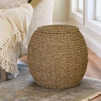 Table d'appoint avec panier de rangement en osier tressé à la main Household Essentials - 17,0 L x 17,0 l x 19,0 H