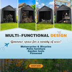 Outdoor Storage Shed and Carport Canopy: Portable Shelter for Bikes, Motorcycles, and Garden Storage