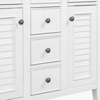 Bathroom Vanity with Ceramic Basin, Two Cabinets and Five Drawers