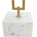 Table d'appoint géométrique en marbre avec support rectangulaire en métal doré - Blanc - Roche River Decor