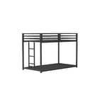Sturdy Twin over Twin Bunk Bed Metal Black for and Adult, Low Profile Twin over twin bunk bed with Ladder and Guardrails