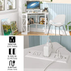 Corner Desk Small Desk with Outlets Corner Table for Small Space, Computer Desk with USB Ports Triangle Desk with Storage