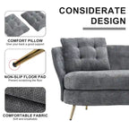 Velvet Loveseat Sofa with Golden Metal Legs for Living Room